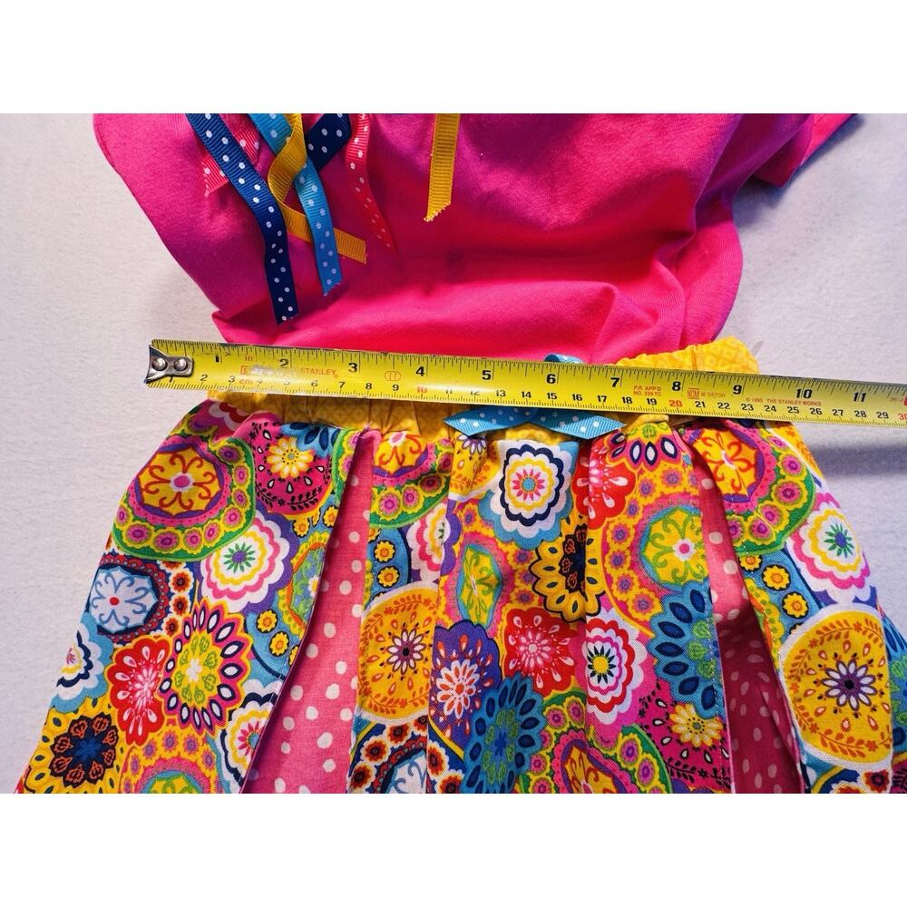 Handmade Skirt,Ribbon Trim Top By Wander Nation, Handmade button, Ribbon 4/5 - Picture 4 of 6